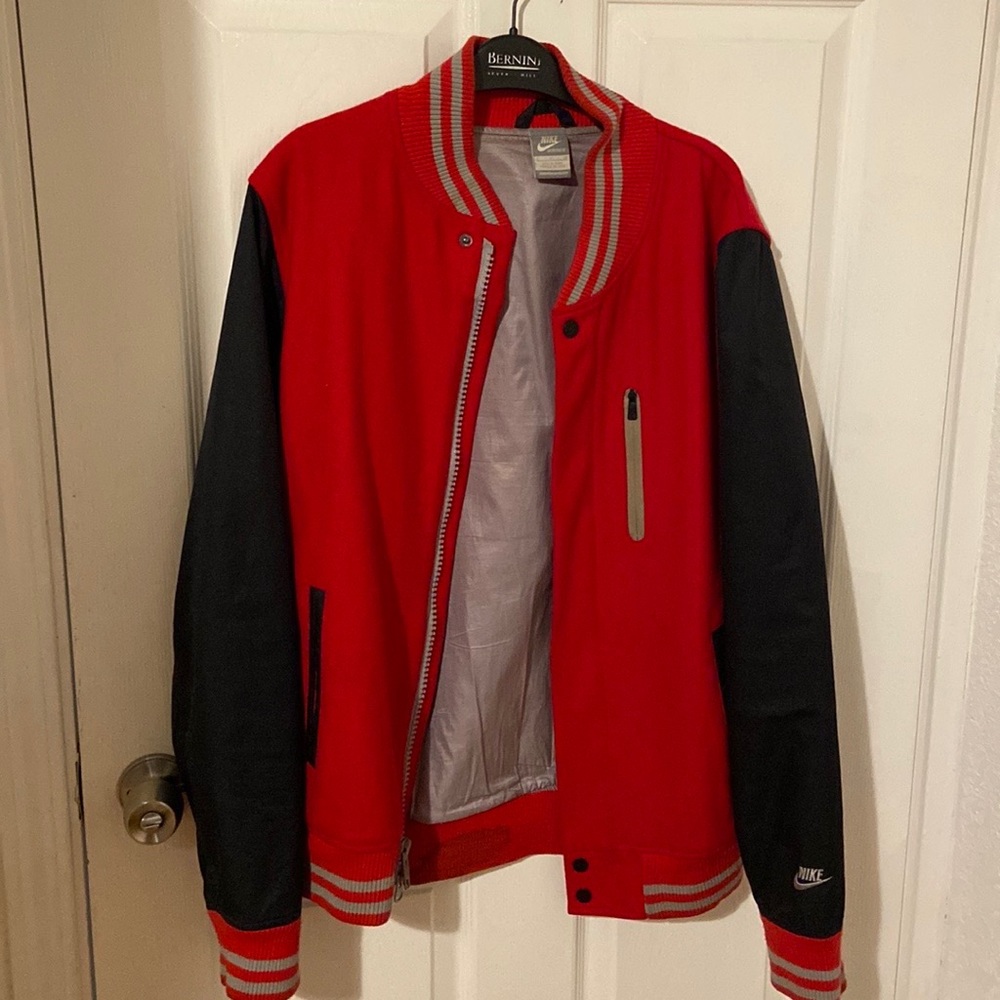 Nike Destroyer Varsity Jacket. Red and black